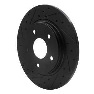 Chrysler Town & Country Brake Rotor (1) - Rear Left - R1 Concepts - Drilled & Slotted - Black - `08-`16